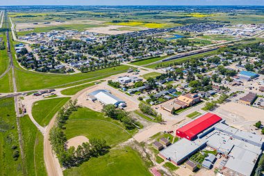 Warman ve Saskatchewan 'ın Kanada bozkırlarındaki hava manzarası