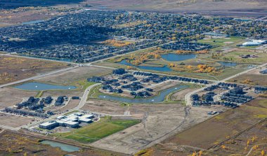 Saskatchewan 'ın merkezindeki Martensville' in hava manzarası