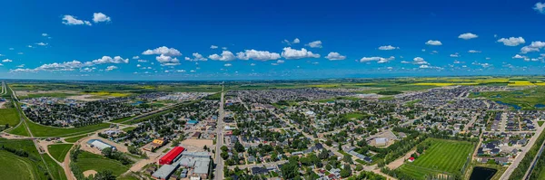 Vista aérea de Warman, Saskatchewan sobre as pradarias canadenses — Fotografia de Stock