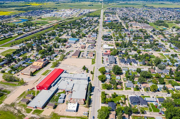 Luftaufnahme von Warman, Saskatchewan in der kanadischen Prärie — Stockfoto