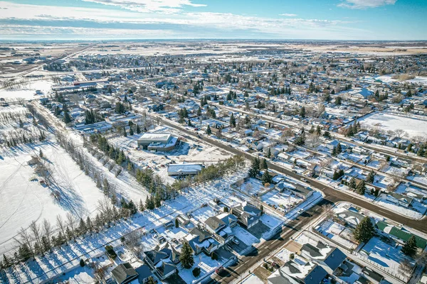 Flygfoto av Warman, Saskatchewan på de kanadensiska prärierna — Stockfoto