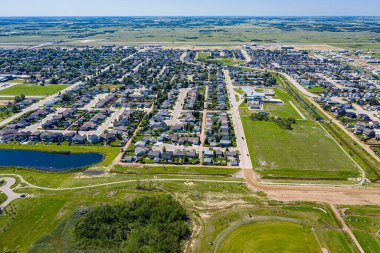 Saskatchewan 'ın merkezindeki Martensville' in hava manzarası