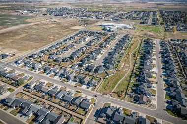 Warman ve Saskatchewan 'ın Kanada bozkırlarındaki hava manzarası