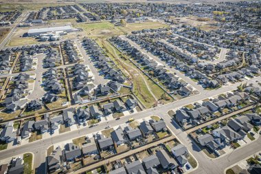 Warman ve Saskatchewan 'ın Kanada bozkırlarındaki hava manzarası