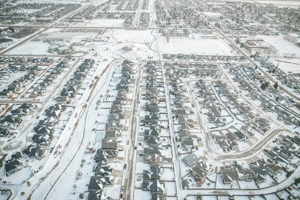 Vue aérienne de Warman (Saskatchewan) sur les Prairies canadiennes — Photo