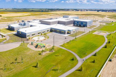 Warman ve Saskatchewan 'ın Kanada bozkırlarındaki hava manzarası