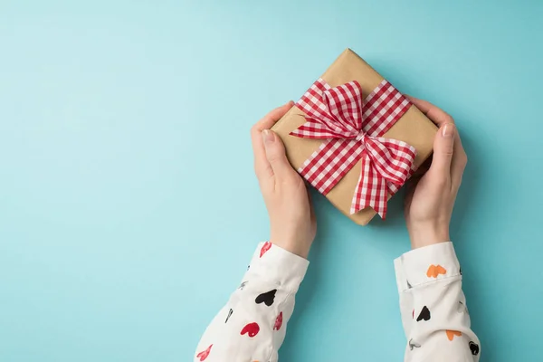 First Person Top View Foto Alla Hjärtans Dag Dekorationer Kvinnliga — Stockfoto