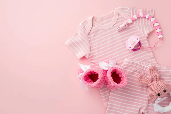 Concepto Accesorios Para Bebés Foto Vista Superior Camisa Ropa Infantil — Foto de Stock