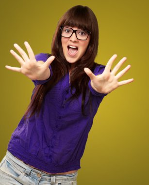 kadın el ile durdurma