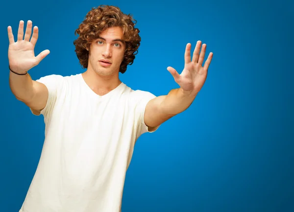 Portrait Of A Man With Hands Up — Stock Photo, Image