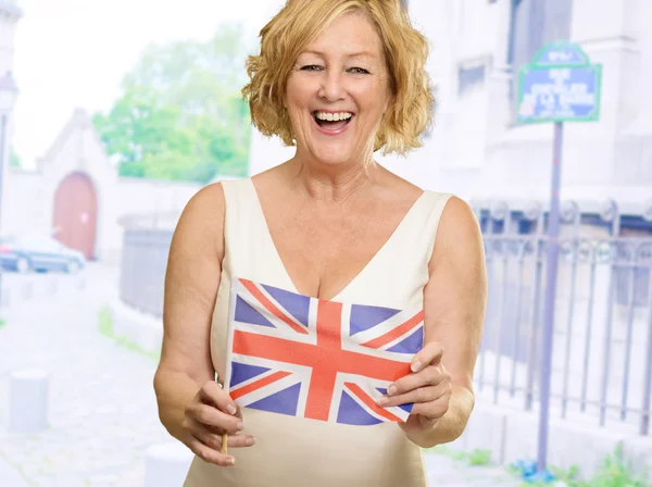 Woman Holding United Kingdom Flag