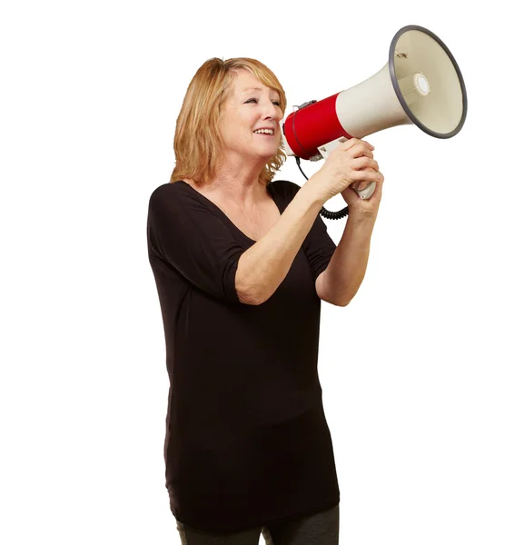 Woman with megaphone Stock Image