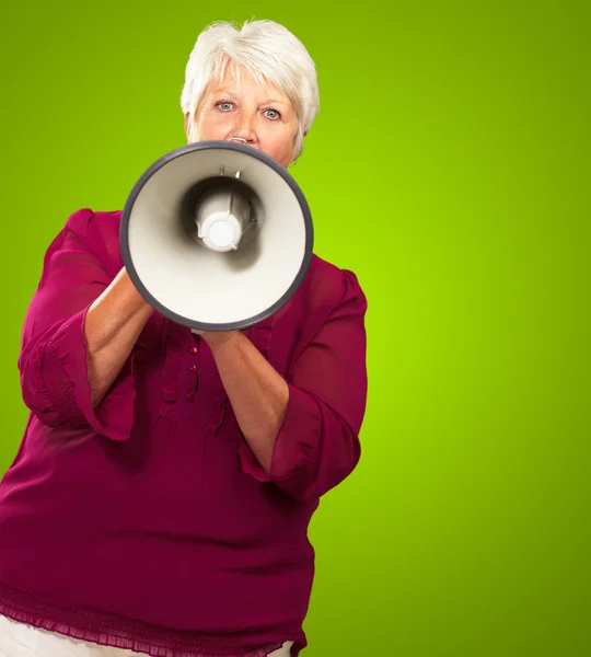 Portrait Of A Senior Woman With Megaphone Stock Picture