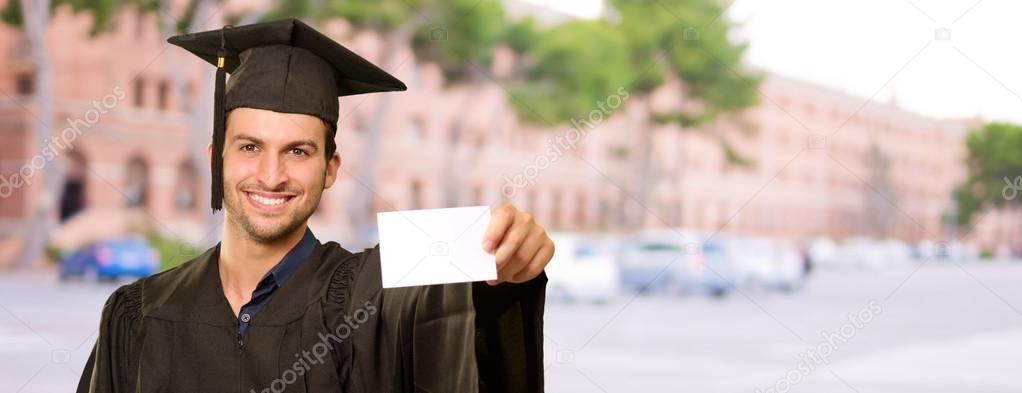 Graduate Man Holding Placard