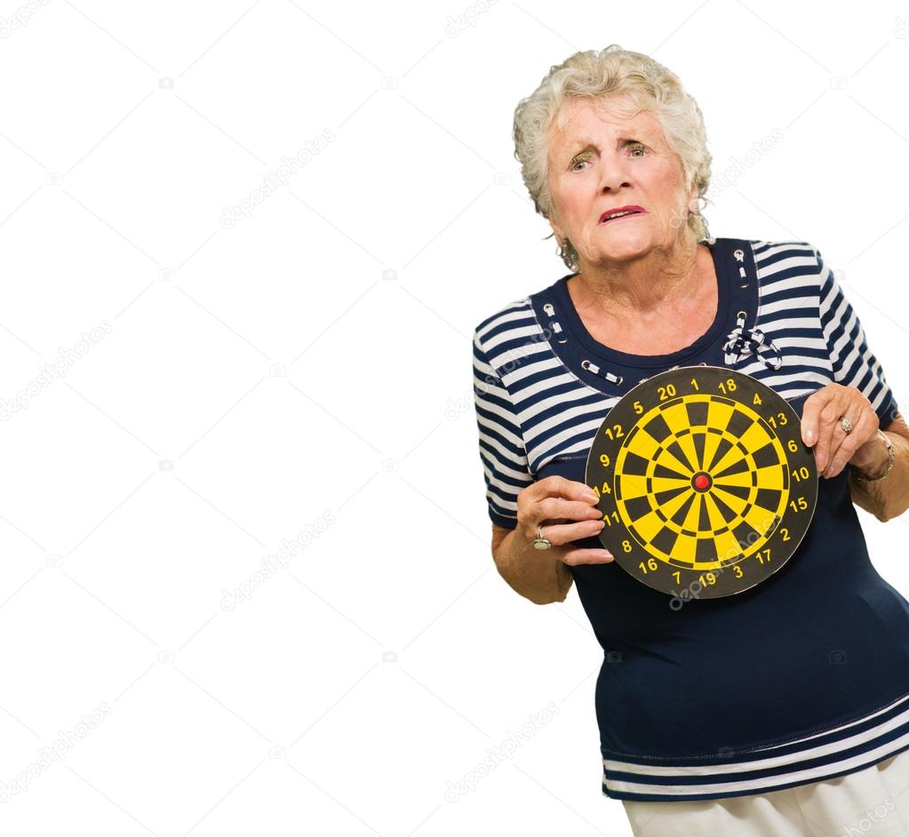 Woman Holding Dartboard