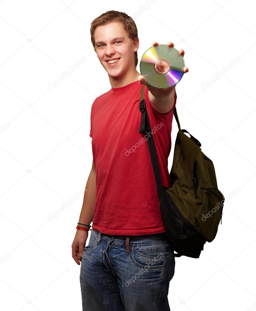 Portrait Of A Student Holding A Compact Disk