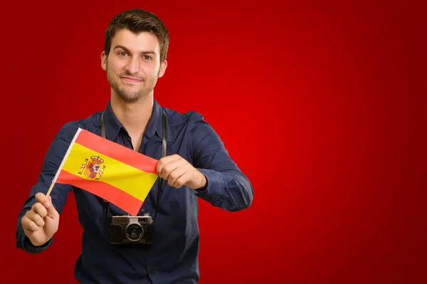 Retrato de un joven con una bandera —  Fotos de Stock