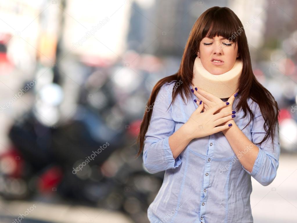 Woman Wearing Neckbrace
