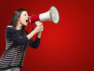 woman with a megaphone clipart