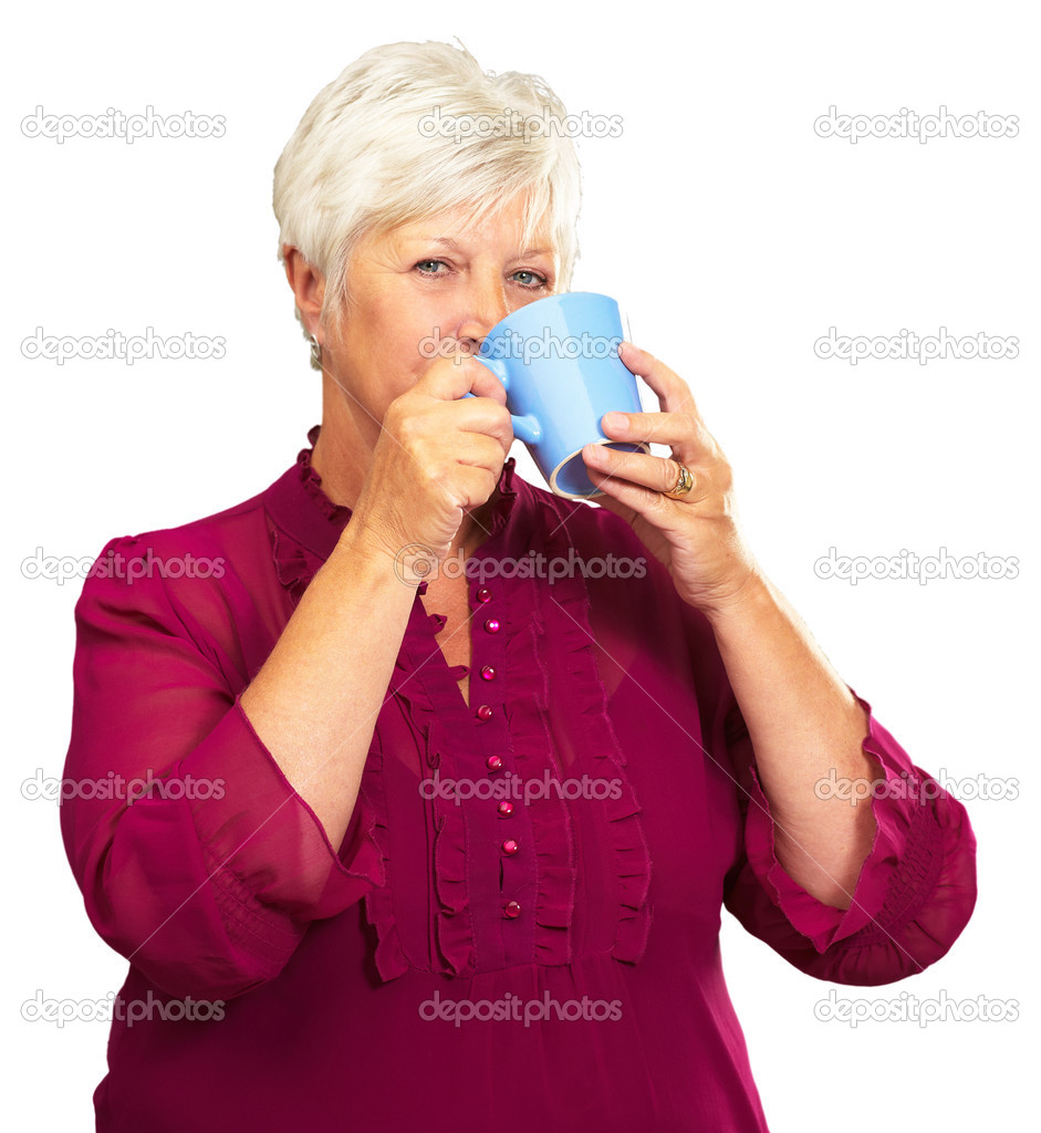 Senior Woman Drinking From Cup