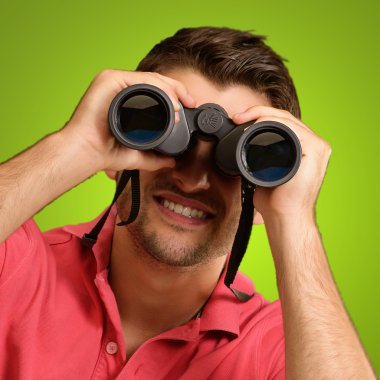 Portrait Of A Young Man With Binoculars clipart