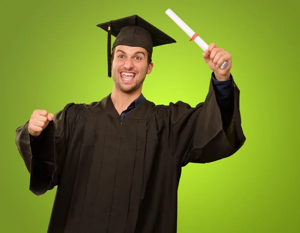 Graduate Man Holding Grau — Fotografia de Stock