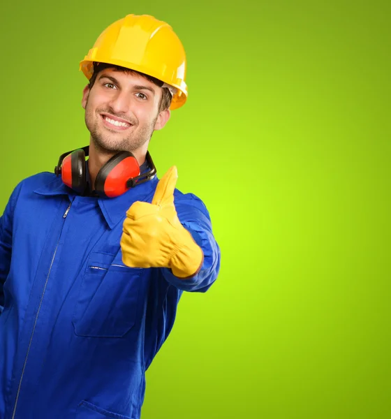 Engenheiro com saltos para cima — Fotografia de Stock