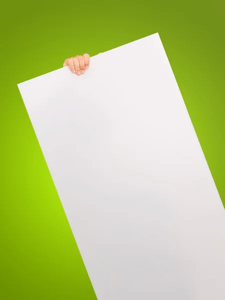 Man Hand Holding Placard em branco — Fotografia de Stock