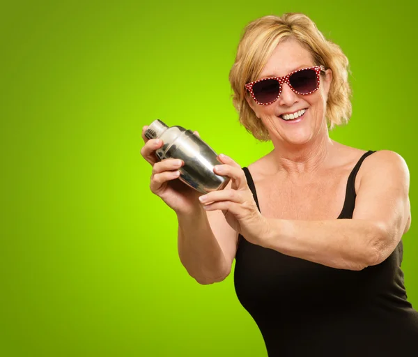 Woman Holding Shaker — Stock Photo, Image