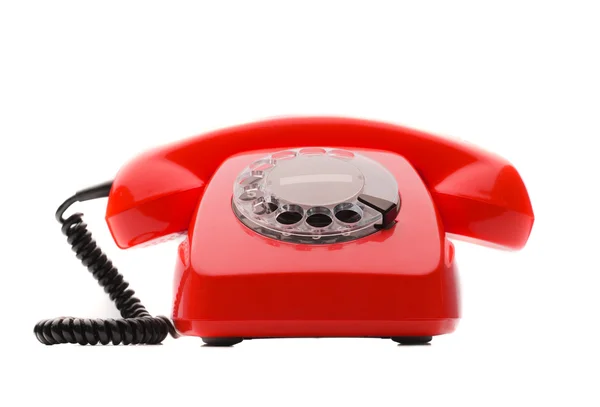 Vintage de telefone vermelho isolado em fundo branco — Fotografia de Stock