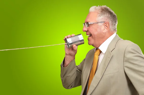 Senior Man Holding A Tin — Stock Photo, Image