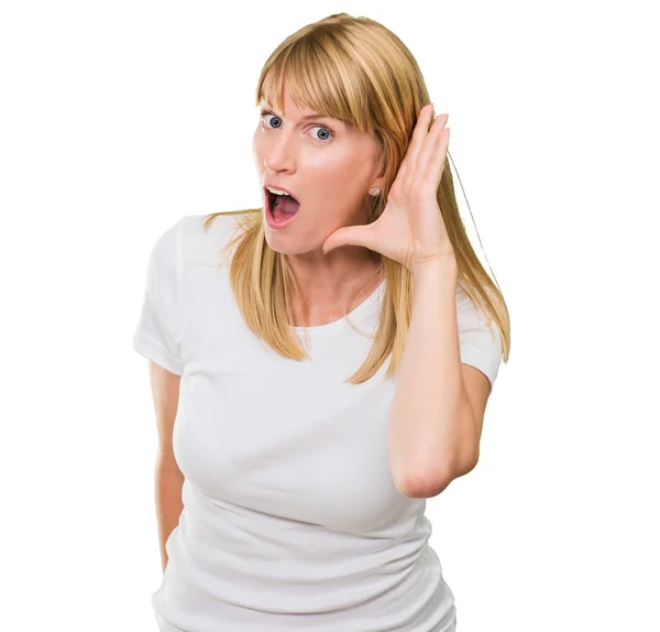 Mulher escutando fofocas — Fotografia de Stock