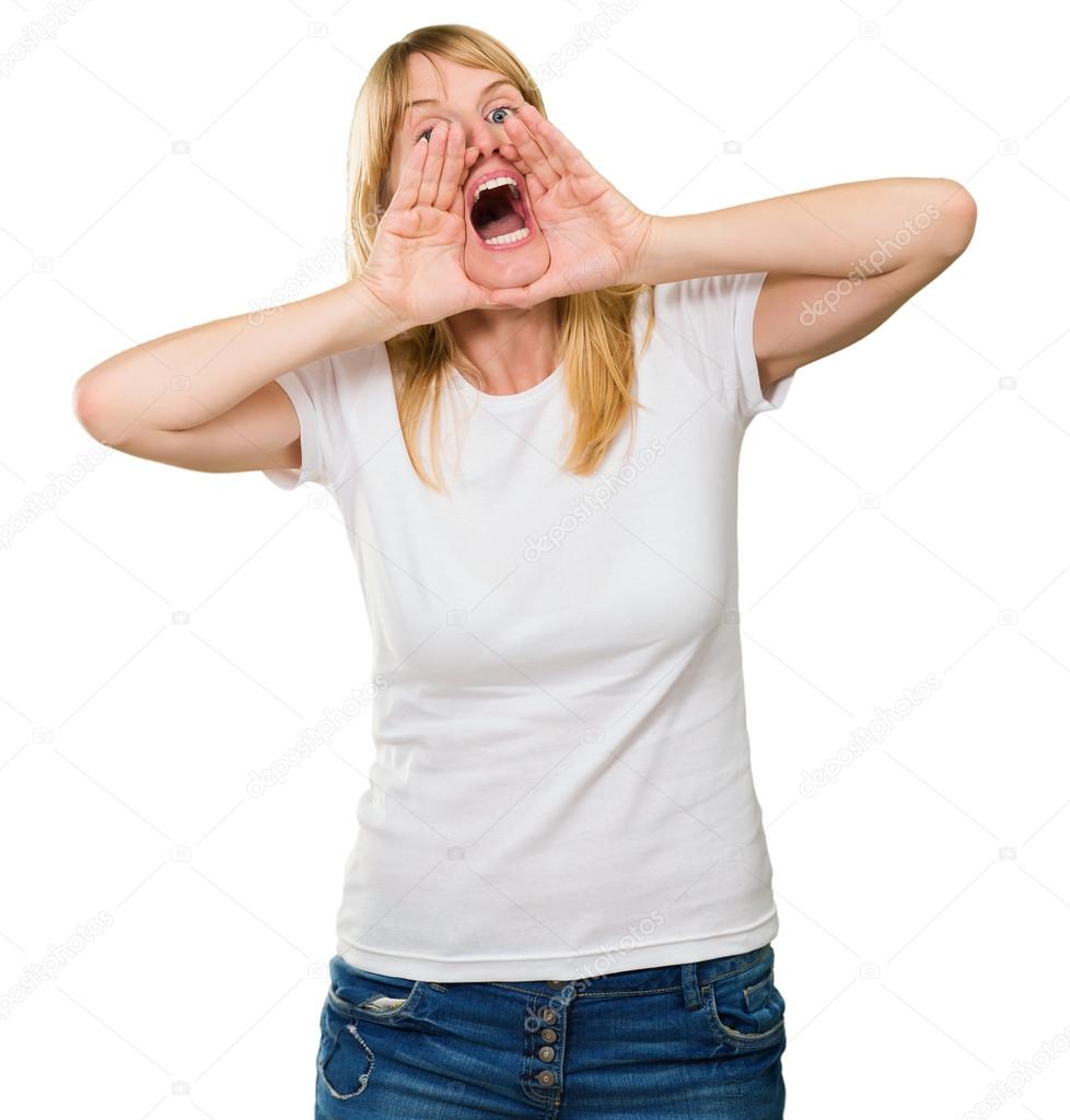 Portrait of a woman shouting