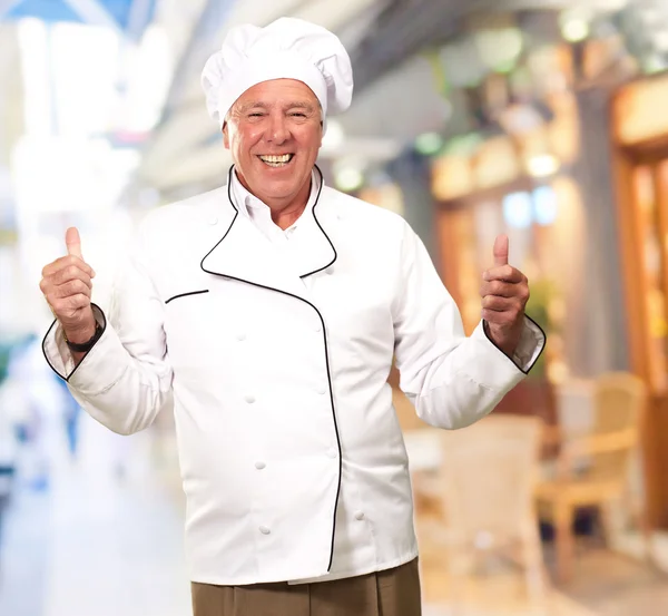 Portrait Of A Chef Cook With Hand Sign — Stock Photo, Image