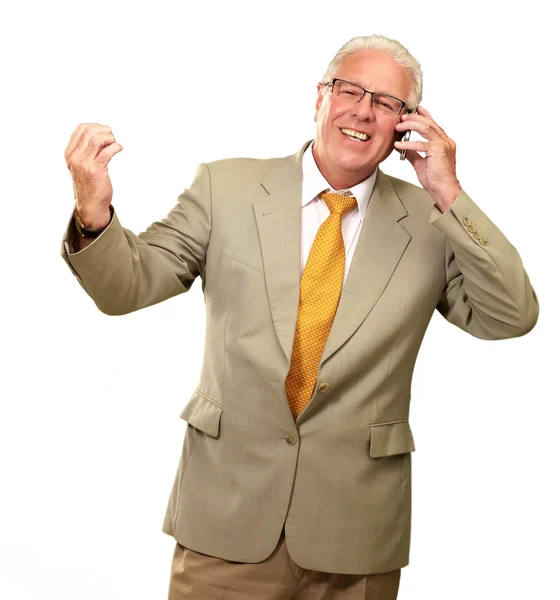 Senior Business Man Talking On Phone — Stock Photo, Image