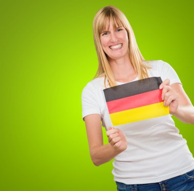 woman holding a german flag