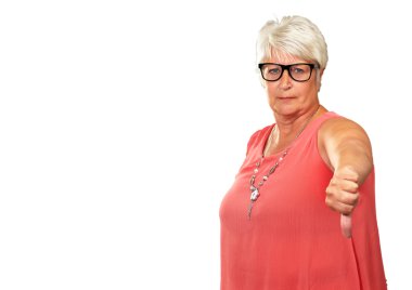 Senior Woman With Thumbs Down clipart