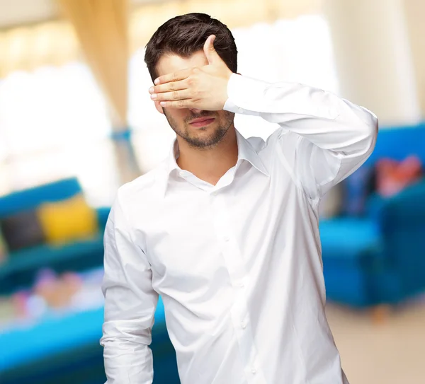 Portrait Of An Businessman Covering Eyes — Stock Photo, Image