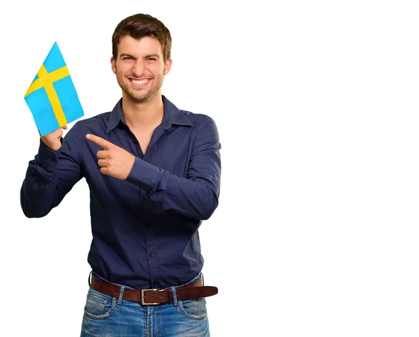 Portrét muže drží vlajky — Stock fotografie
