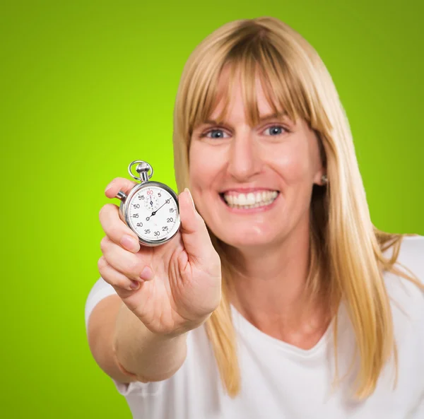 Frau mit Stoppuhr — Stockfoto