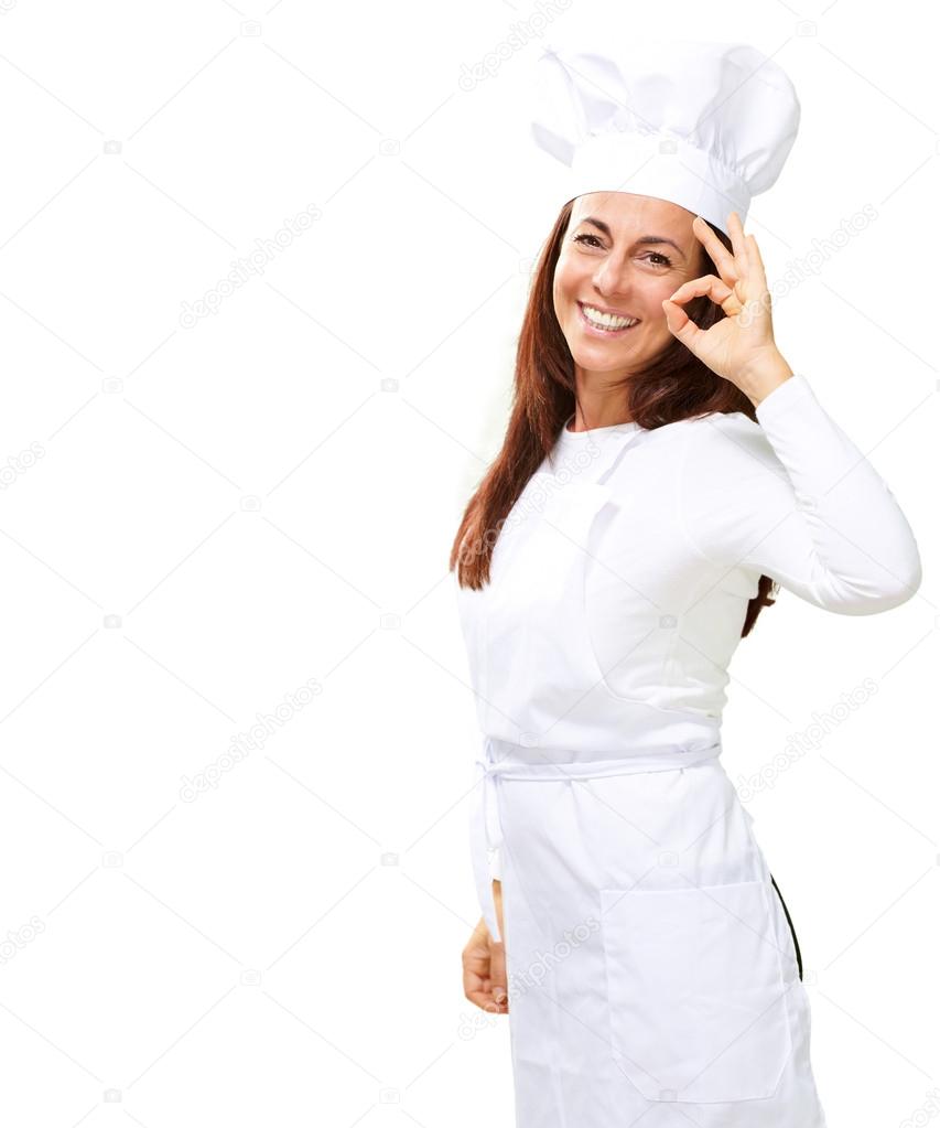 Woman chef gesturing