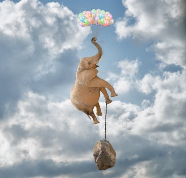 uçan balon ile fil