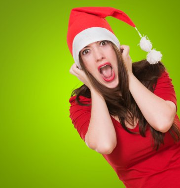 öfkeli kadın Noel şapka