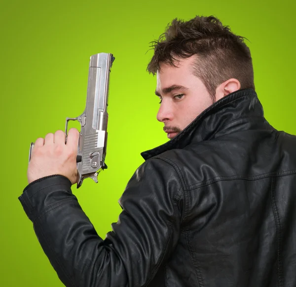 Portrait Of A Man Holding Gun — Stock Photo, Image