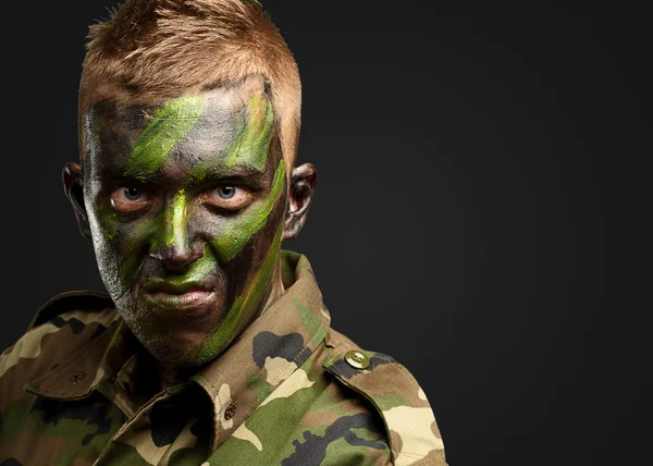 Close Up Of Angry Soldier — Stock Photo, Image