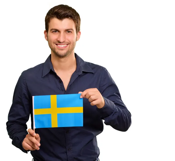 Traço de um homem segurando bandeira — Fotografia de Stock