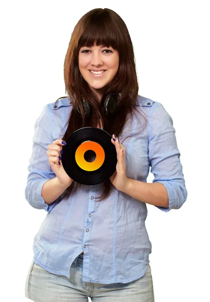 Retrato de una mujer sosteniendo un disco —  Fotos de Stock