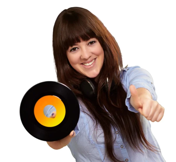 Portrait Of A Female Holding A Disc — Stockfoto