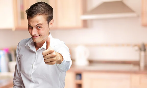 Handsome Man With Thumbs Up Sign And Winking — Stock Photo, Image