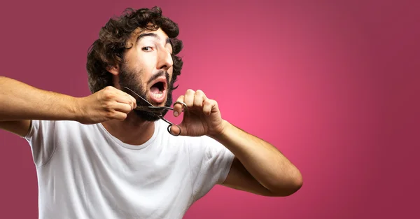 Homem Barba de corte — Fotografia de Stock